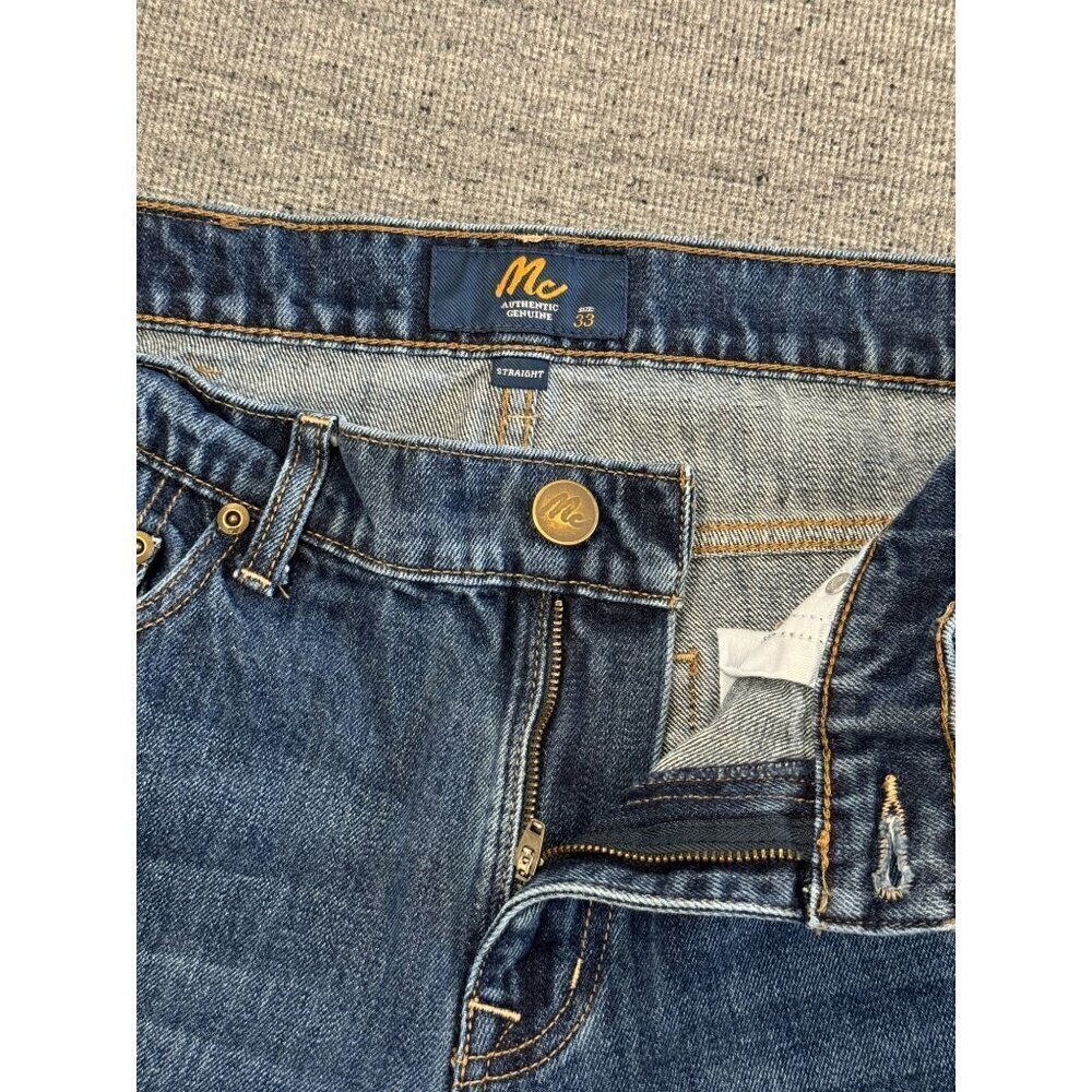 Mc Authentic Genuine Men's Straight leg Dark Blue Denim Jeans Size 33 - Picture 10 of 14